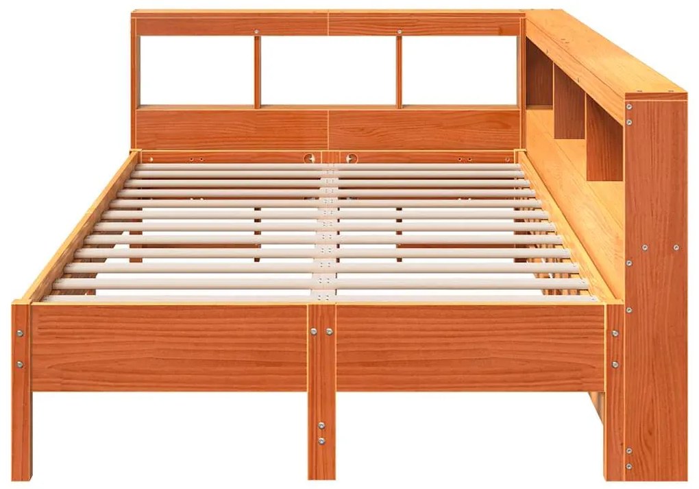 Cama c/ estante sem colchão 120x200cm pinho maciço castanho-mel