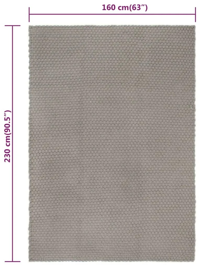 Tapete retangular 160x230 cm algodão cinza