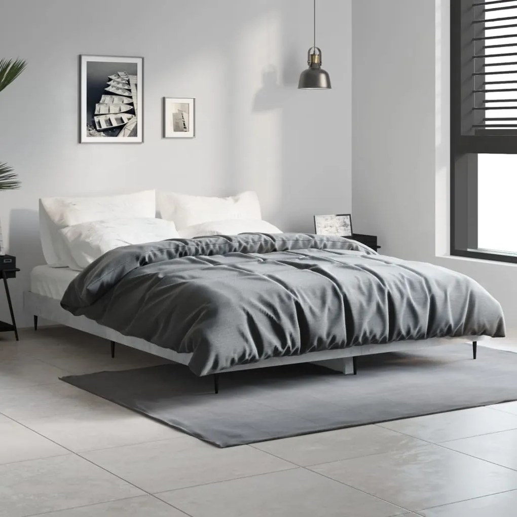 Estrutura de cama 140x190 cm derivados de madeira cinza cimento