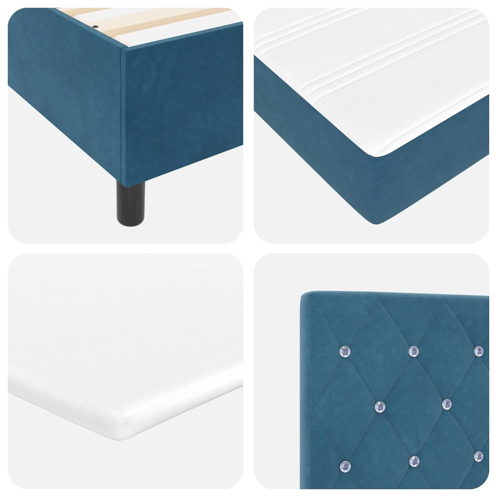 Cama Box com Colchão vidaXL Azul Escuro 100x200 cm Velvet
