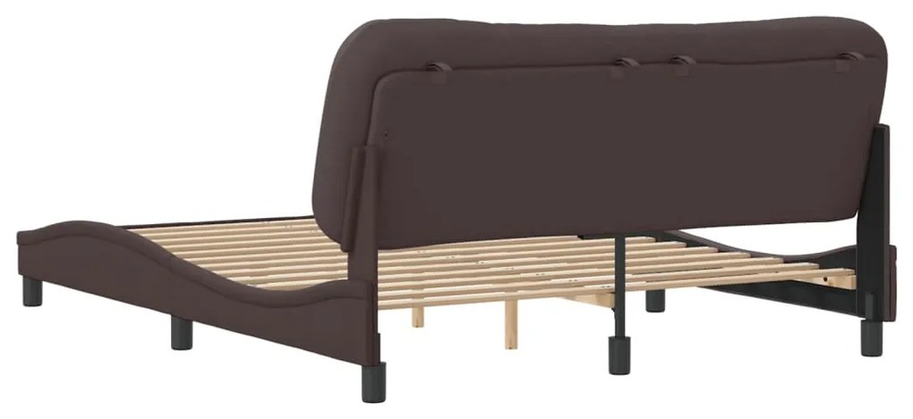 Estrutura de cama sem colchão 160x200 cm tecido castanho-escuro