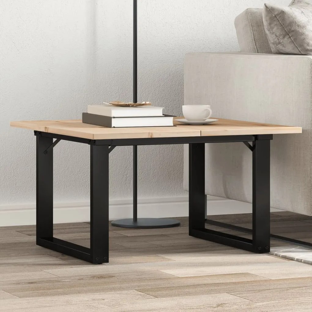 Mesa de centro estrutura em O 60x60x40 cm pinho e aço