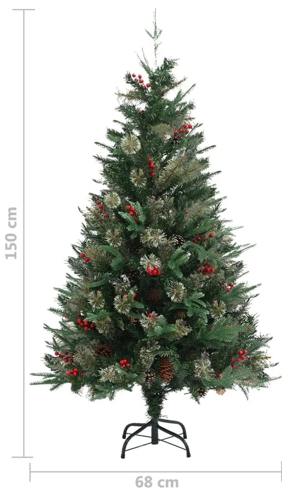 Árvore de Natal com pinhas 150 cm PCV e PE verde