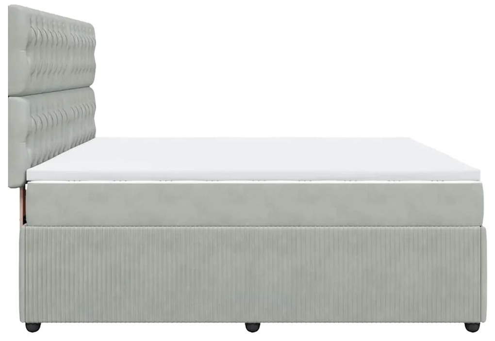 Cama com molas/colchão 180x200 cm veludo cinzento-claro