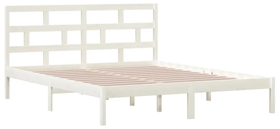 Estrutura de cama 160x200 cm madeira de pinho maciça branco