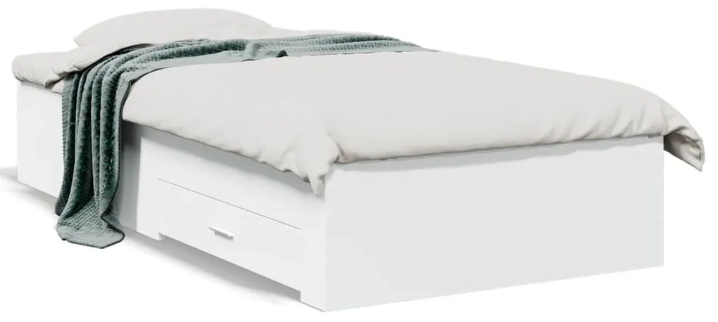 vidaXL Estrutura cama c/ gavetas 90x190 cm derivados de madeira branco