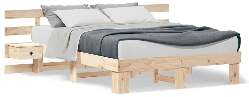 Estrutura da Cama Castanho 160 x 200 cm Madeira de pinho maciça