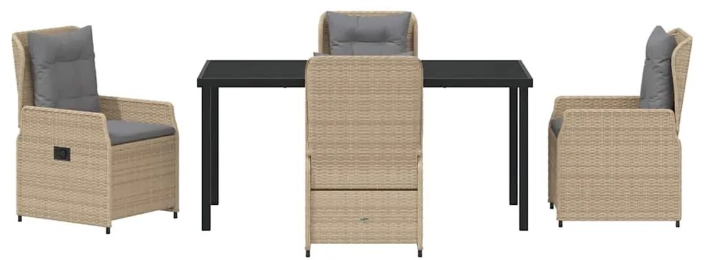 Conjunto de Jantar para Jardim 5 Peças Bege Rattan Sintético