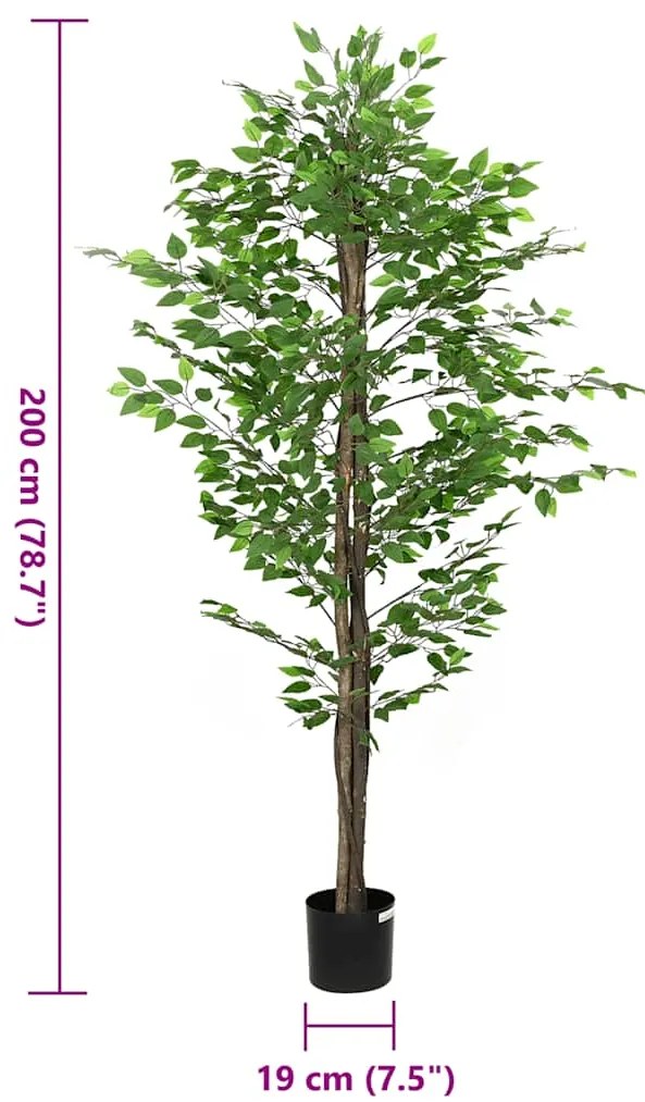 Planta de Ficus artificial 1260 folhas 200 cm verde
