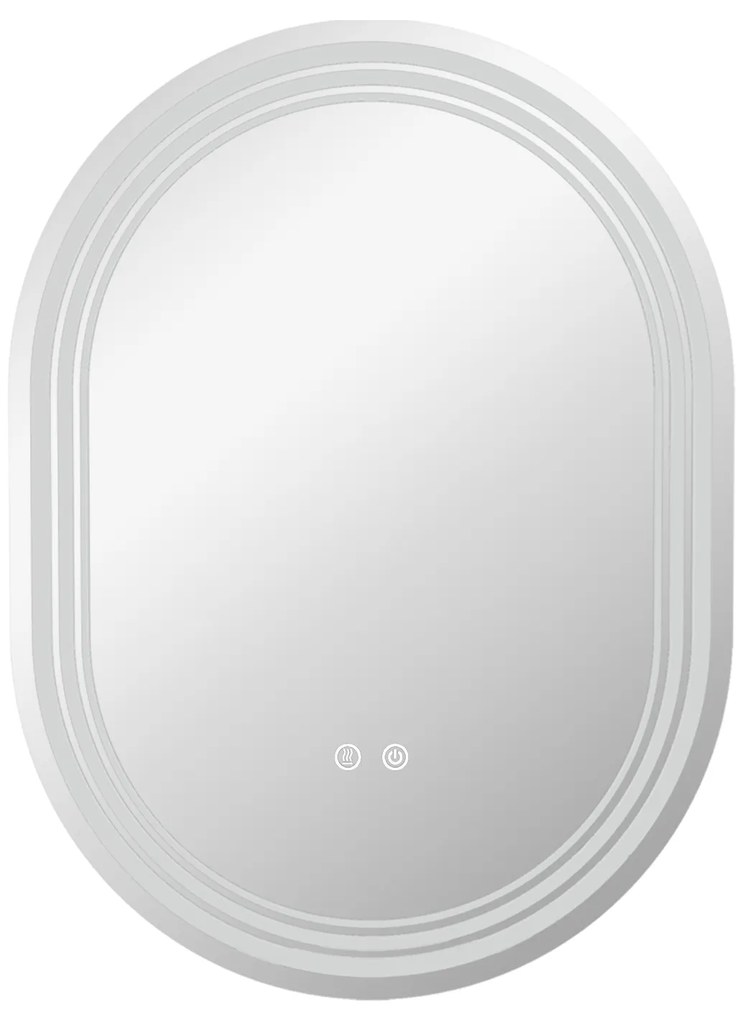 Espelho Casa de Banho com Iluminação 70x50 cm Espelho de Parede com 3 Cores de Luz Brilho Ajustável Função Anti-Embaciamento Função Memória