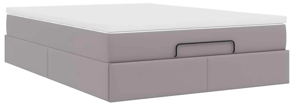 Estrutura de cama otomana com colchão 140x190 cm cinzenta