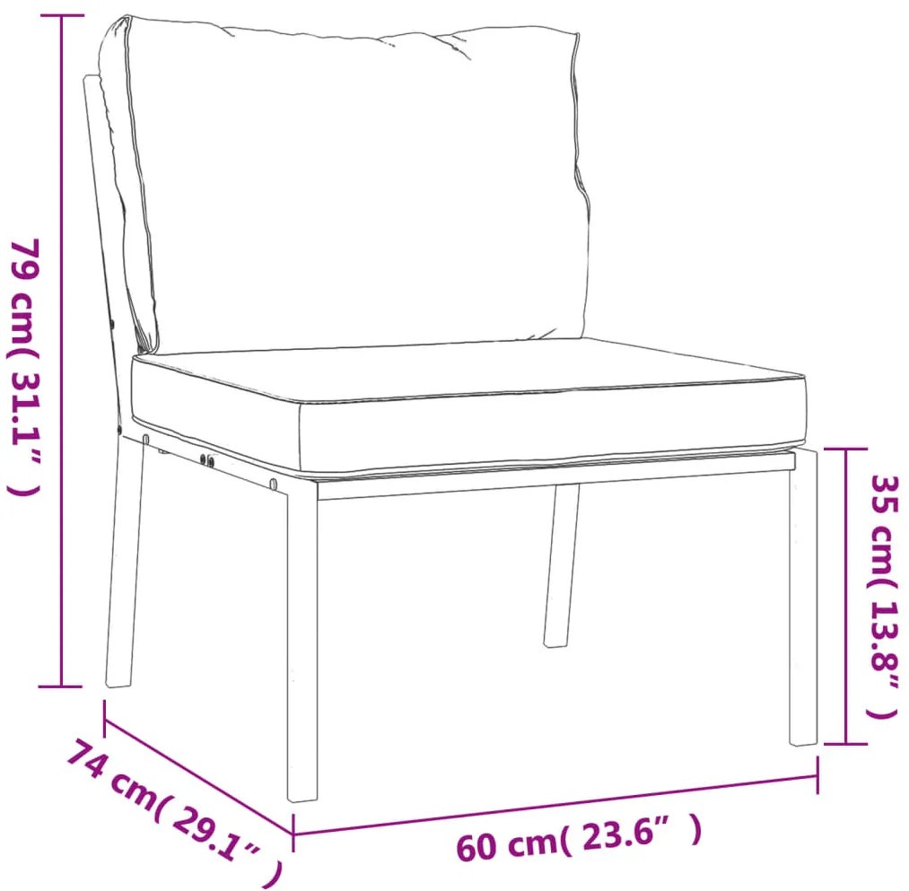 5 pcs conjunto lounge de jardim aço c/ almofadões areia