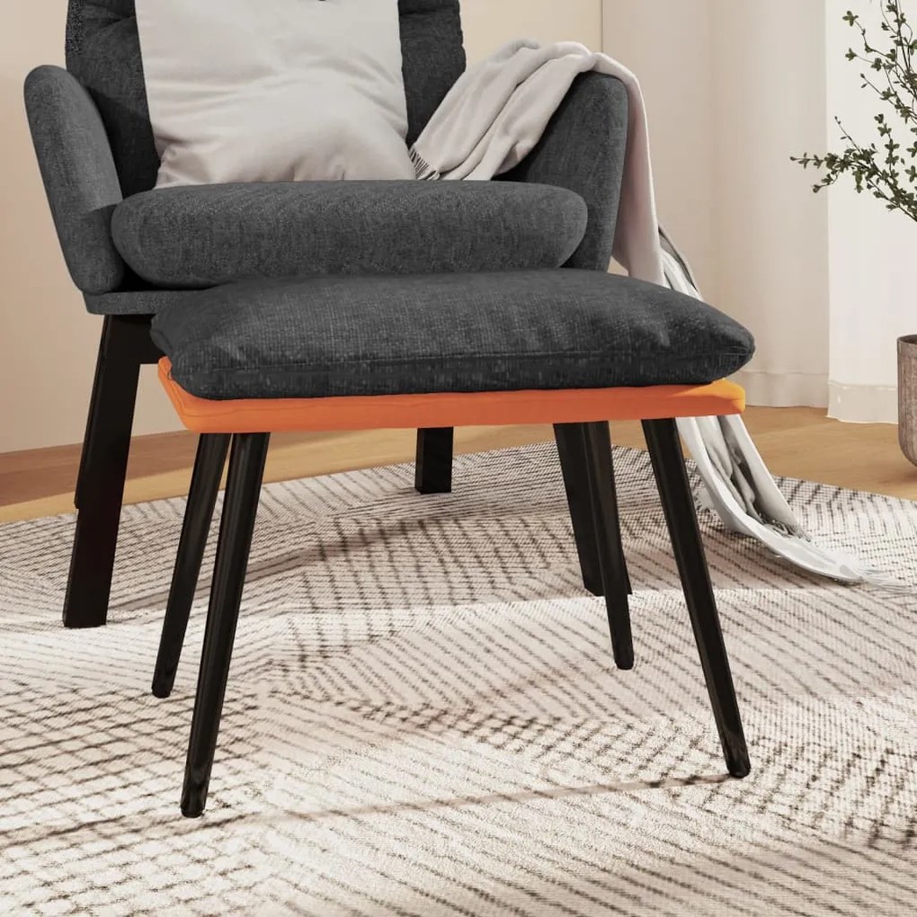 vidaXL Apoio de pés45x29,5x35cm tecido/couro artificial cinza/laranja
