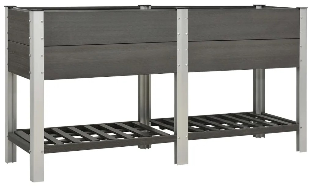 vidaXL Canteiro elevado jardim c/ prateleira 175x50x90 cm WPC cinzento