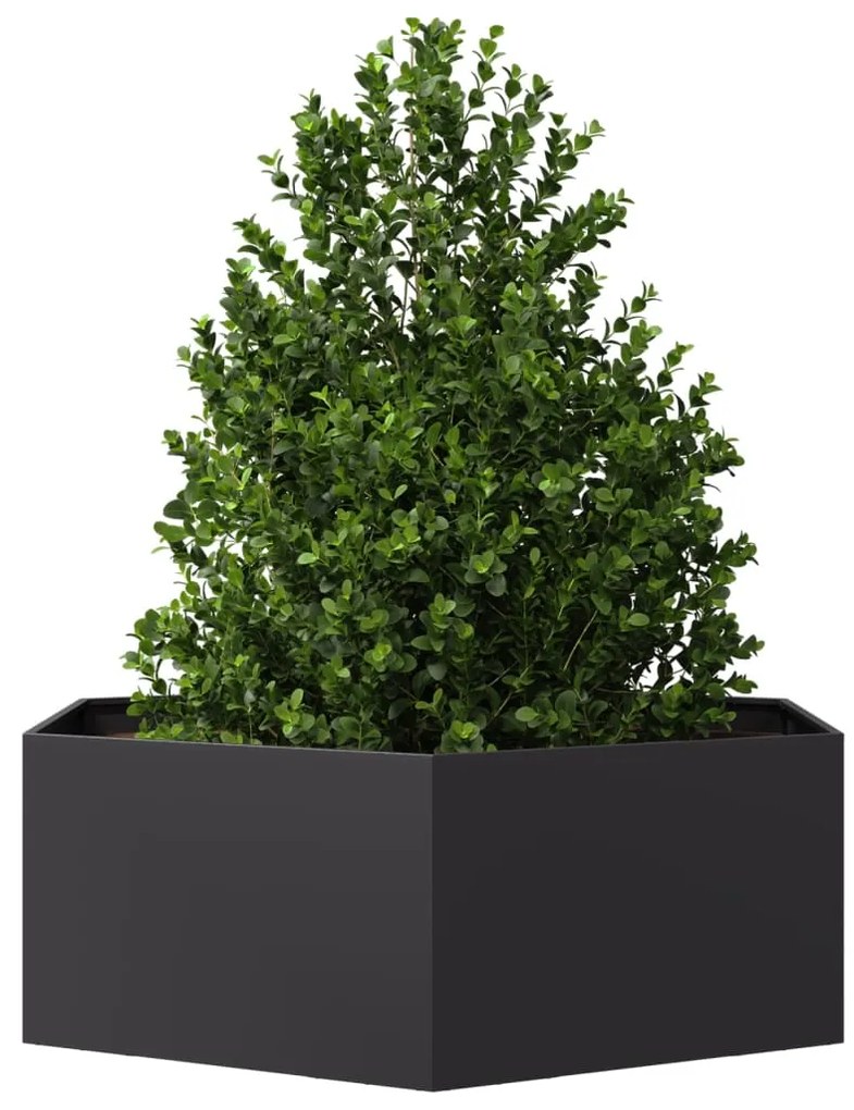 Vaso/floreira de jardim hexagonal 138x120x45 cm aço preto