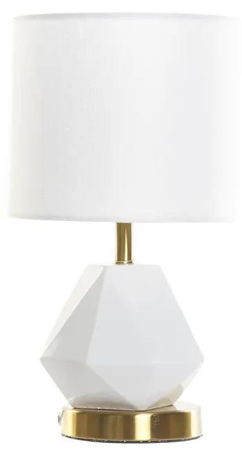 Lâmpada de Mesa Dkd Home Decor Branco Poliéster Metal Cerâmica 220 V Dourado 50 W