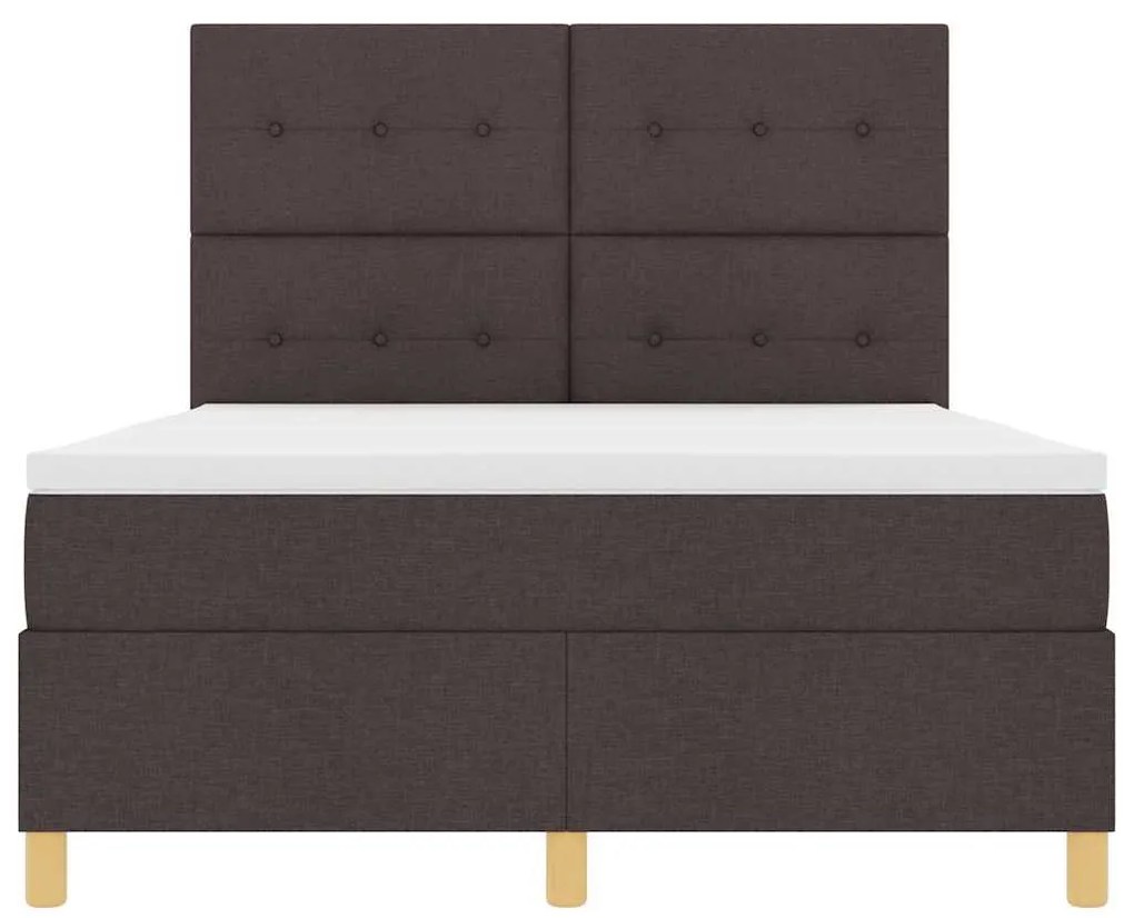Cama Box com Colchão e LED Castanho Escuro 140x200 cm Tecido