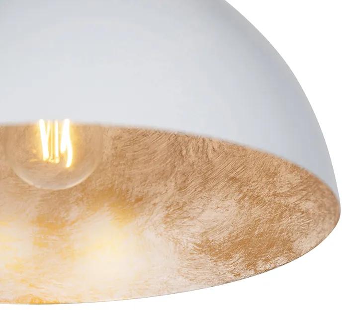Luminária de teto industrial branca com ouro 35 cm - Magna Industrial