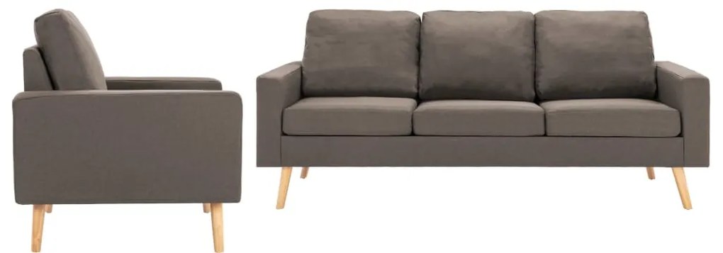 3056632 vidaXL 2 pcs conjunto de sofás tecido cinzento-acastanhado