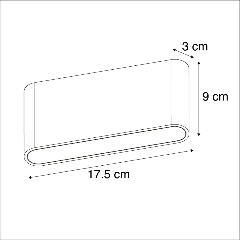 Conjunto de 2 candeeiros de parede para exterior cinzento escuro 17,5 cm incluindo LED - Batt Moderno