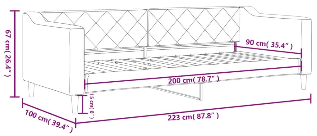 Sofá-cama 90x200 cm tecido cinzento-acastanhado