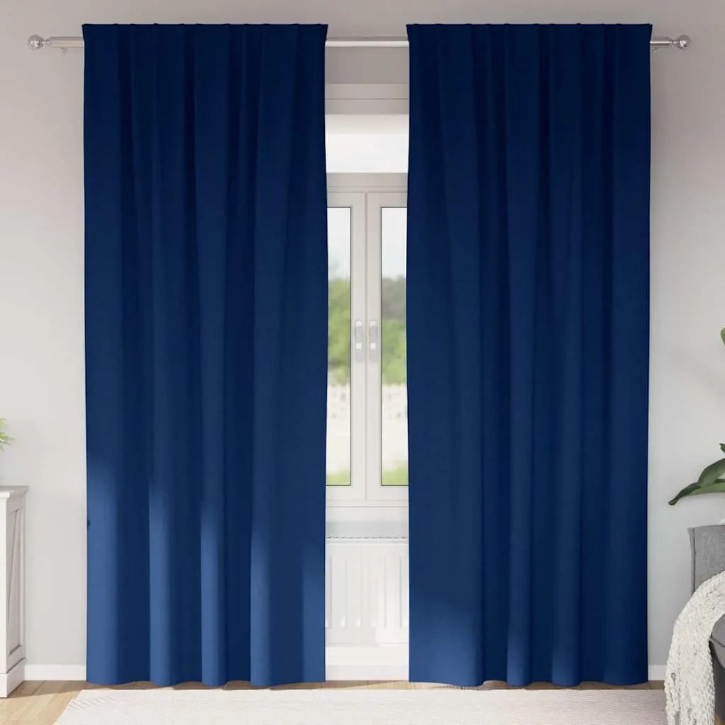 vidaXL Cortinas Blackout com Argolas 2 pcs Azul Escuro 260 x 140 cm