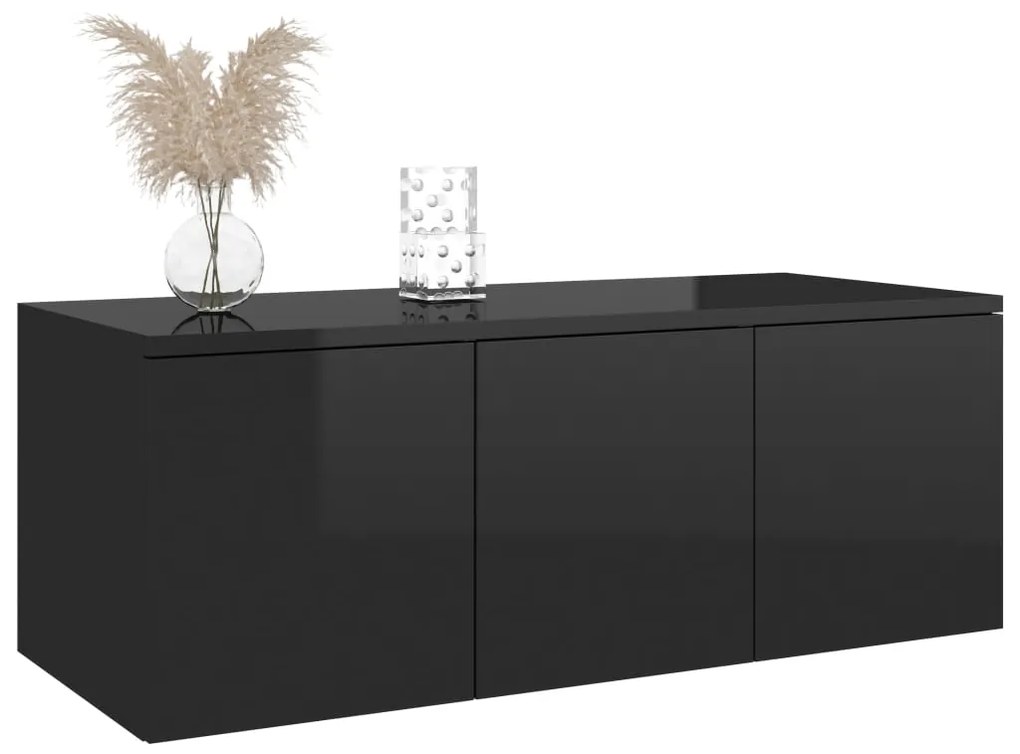 Móvel de TV 80x34x30 cm derivados de madeira preto brilhante