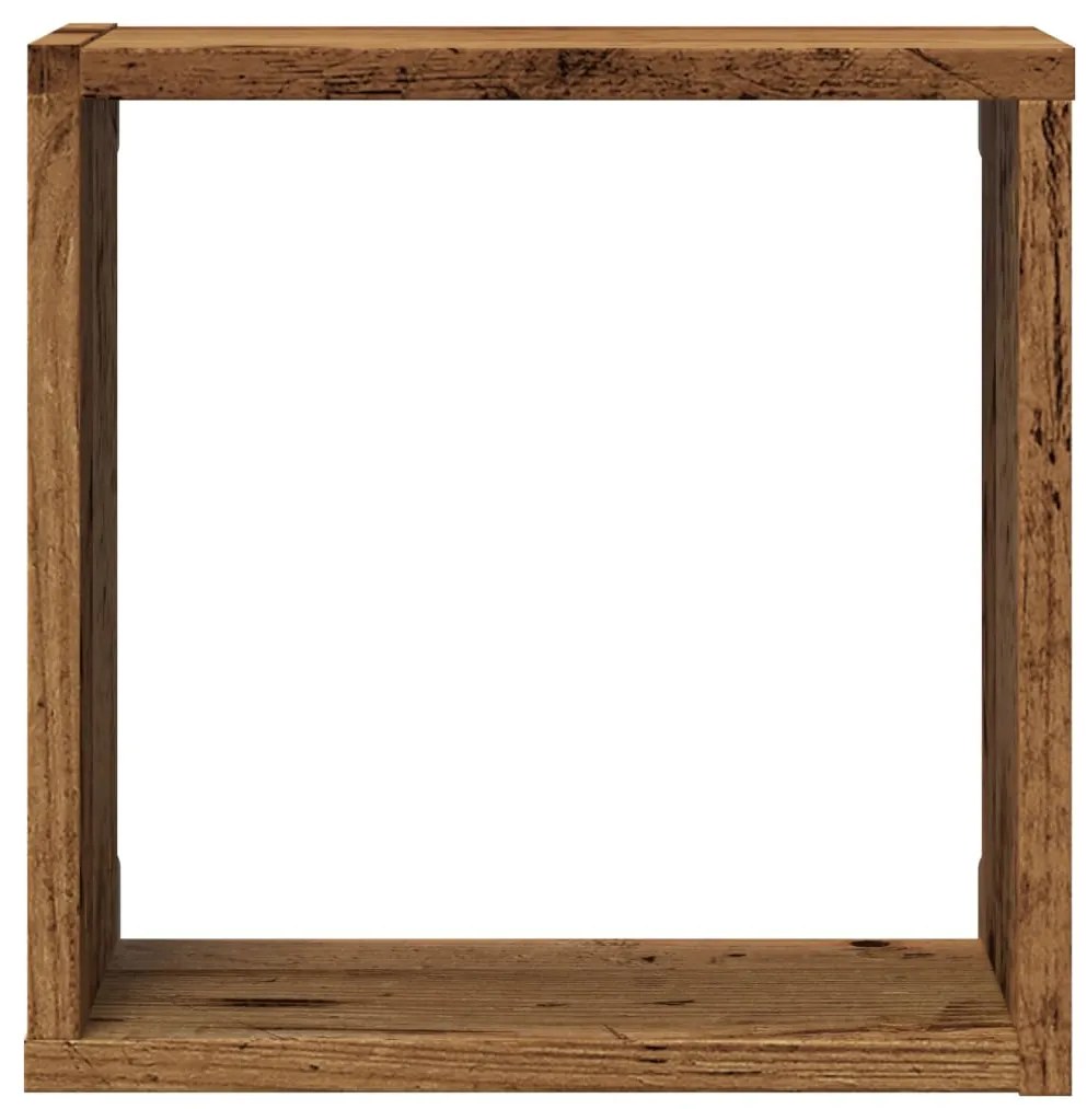 Prateleiras de parede cubos 4 pcs deriv. madeira madeira velha