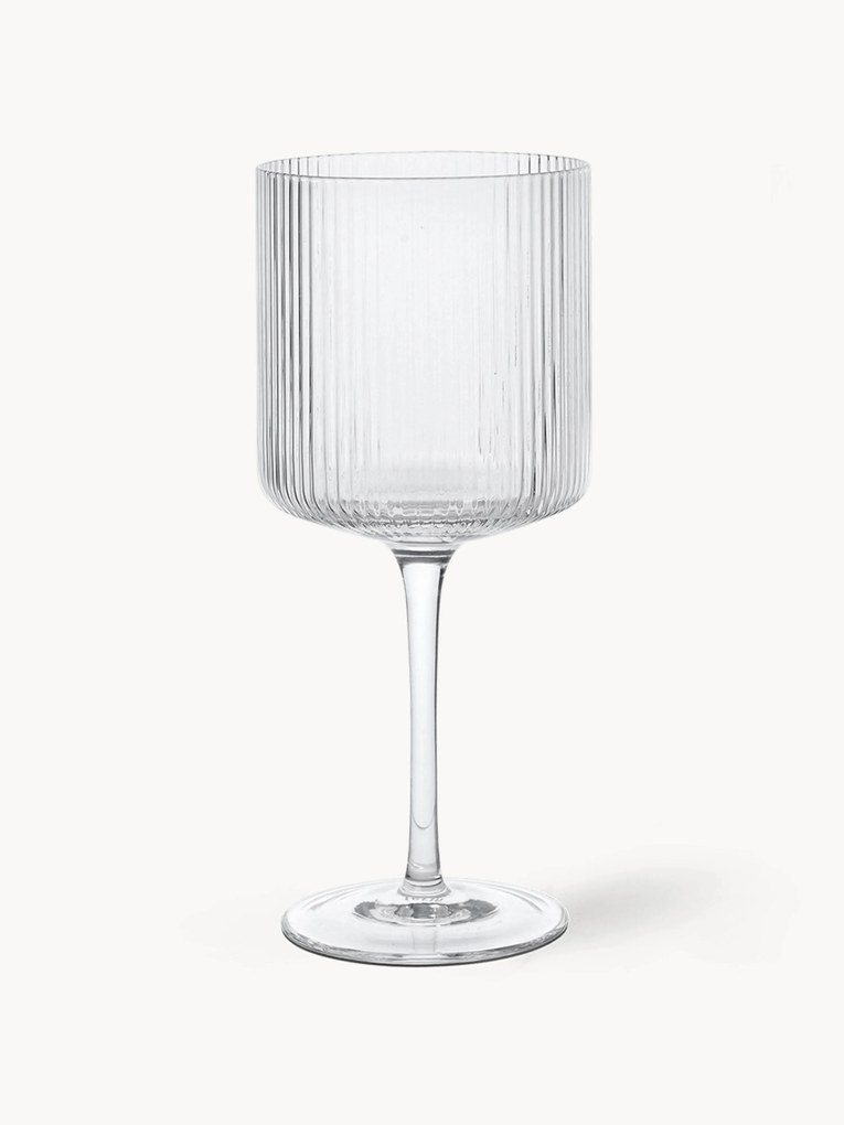 Copos de vinho tinto artesanais com relevo canelado Ripple, conjunto de 2