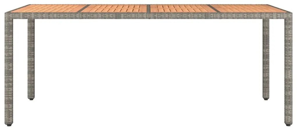 Mesa de jardim c/ tampo de madeira vime PE/acácia maciça cinza