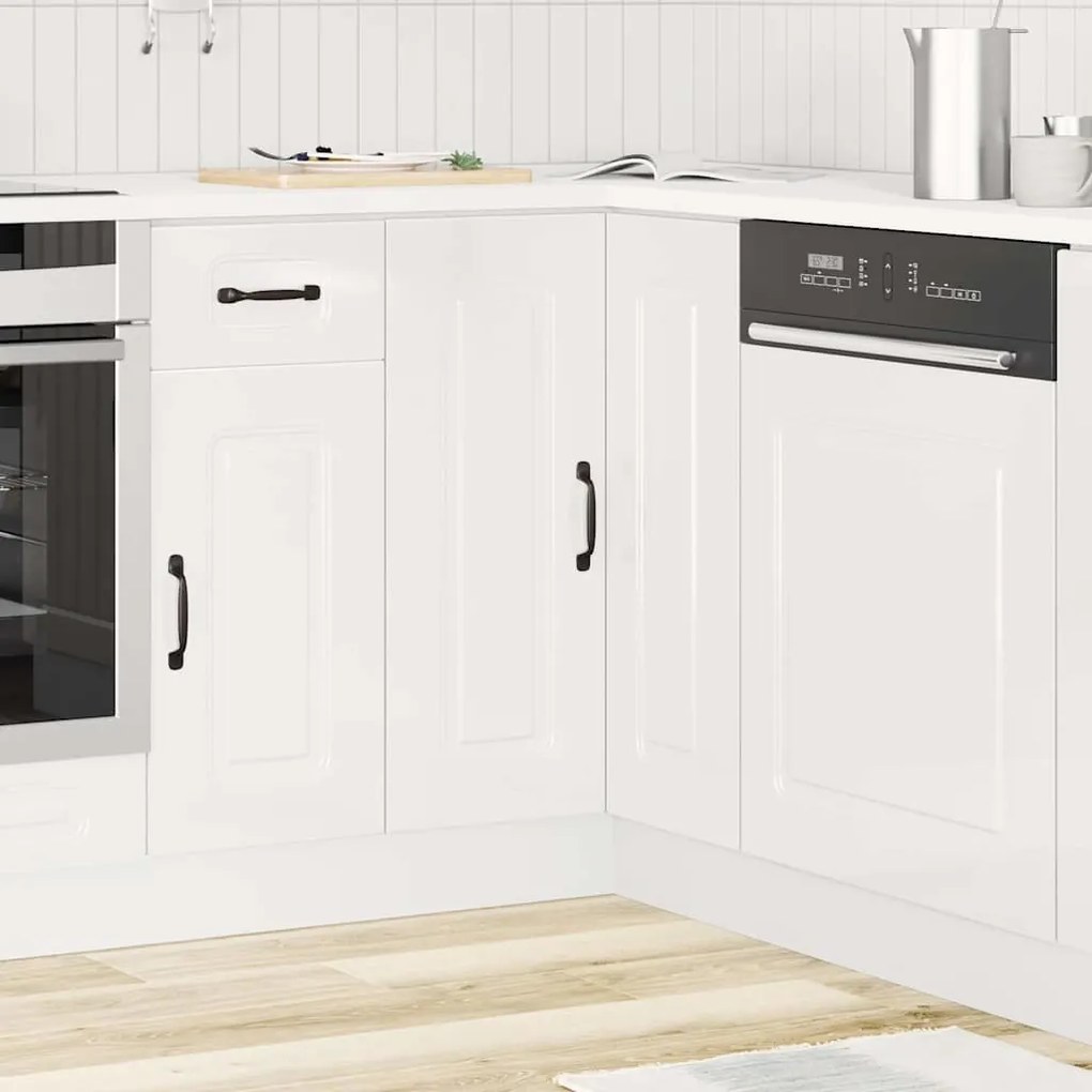 vidaXL Armário baixo de canto de cozinha Kalmar branco alto brilho
