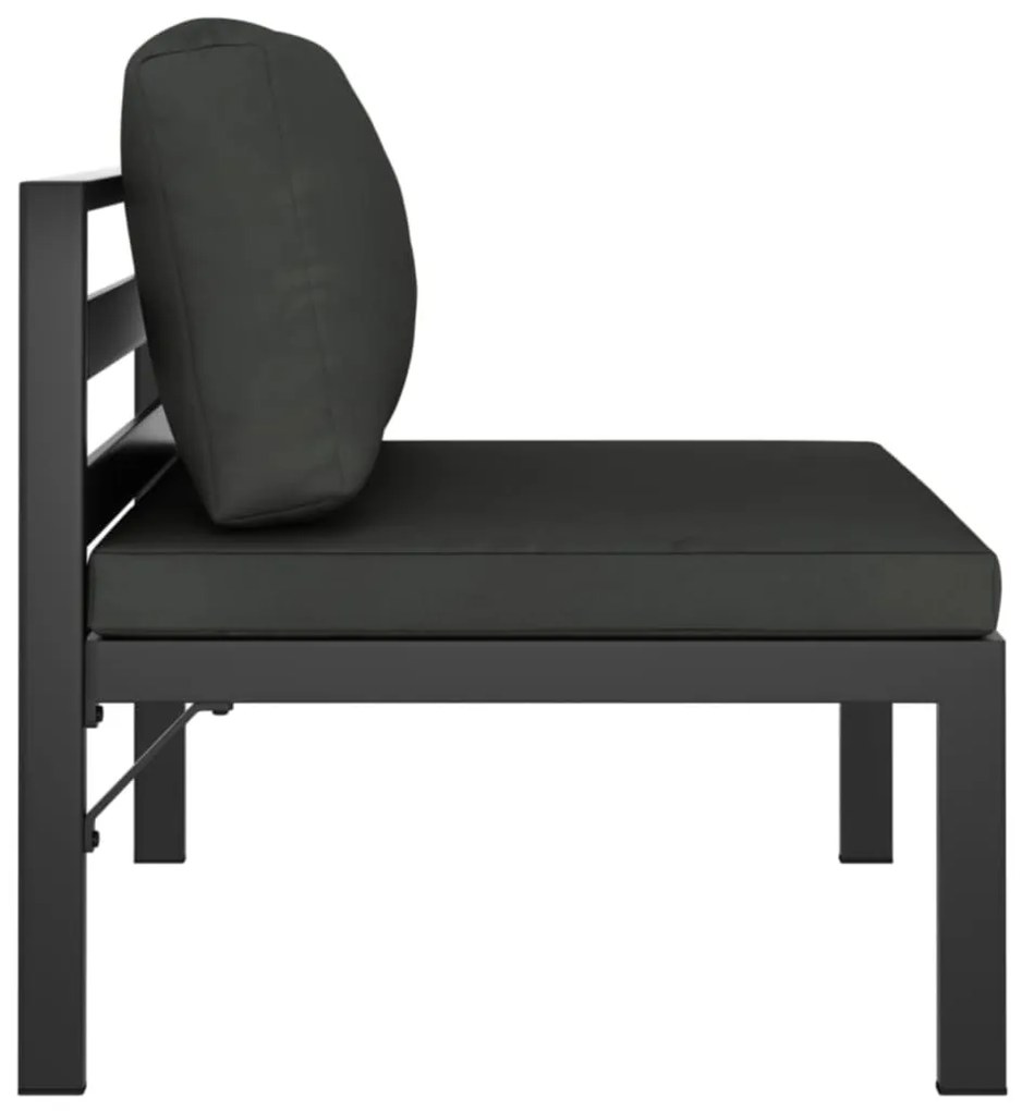 3 pcs conjunto sofá jardim com almofadões alumínio antracite