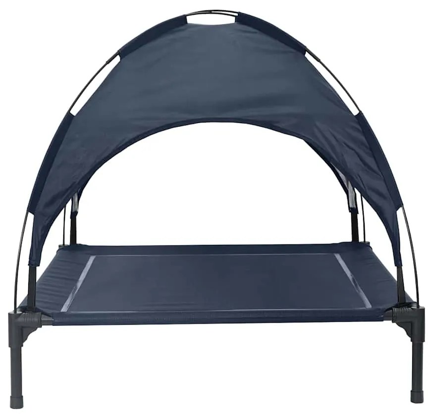 Cama Elevada para Cães com Teto Removível Azul-marinho L Aço