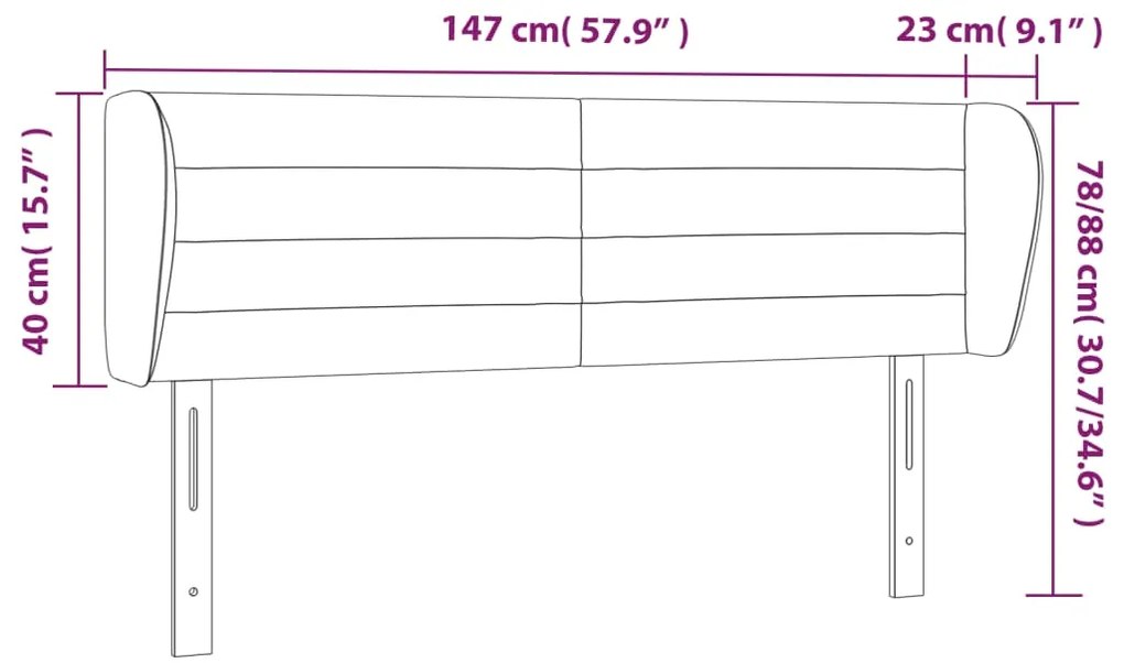 Cabeceira de cama c/ abas veludo 147x23x78/88cm verde-escuro