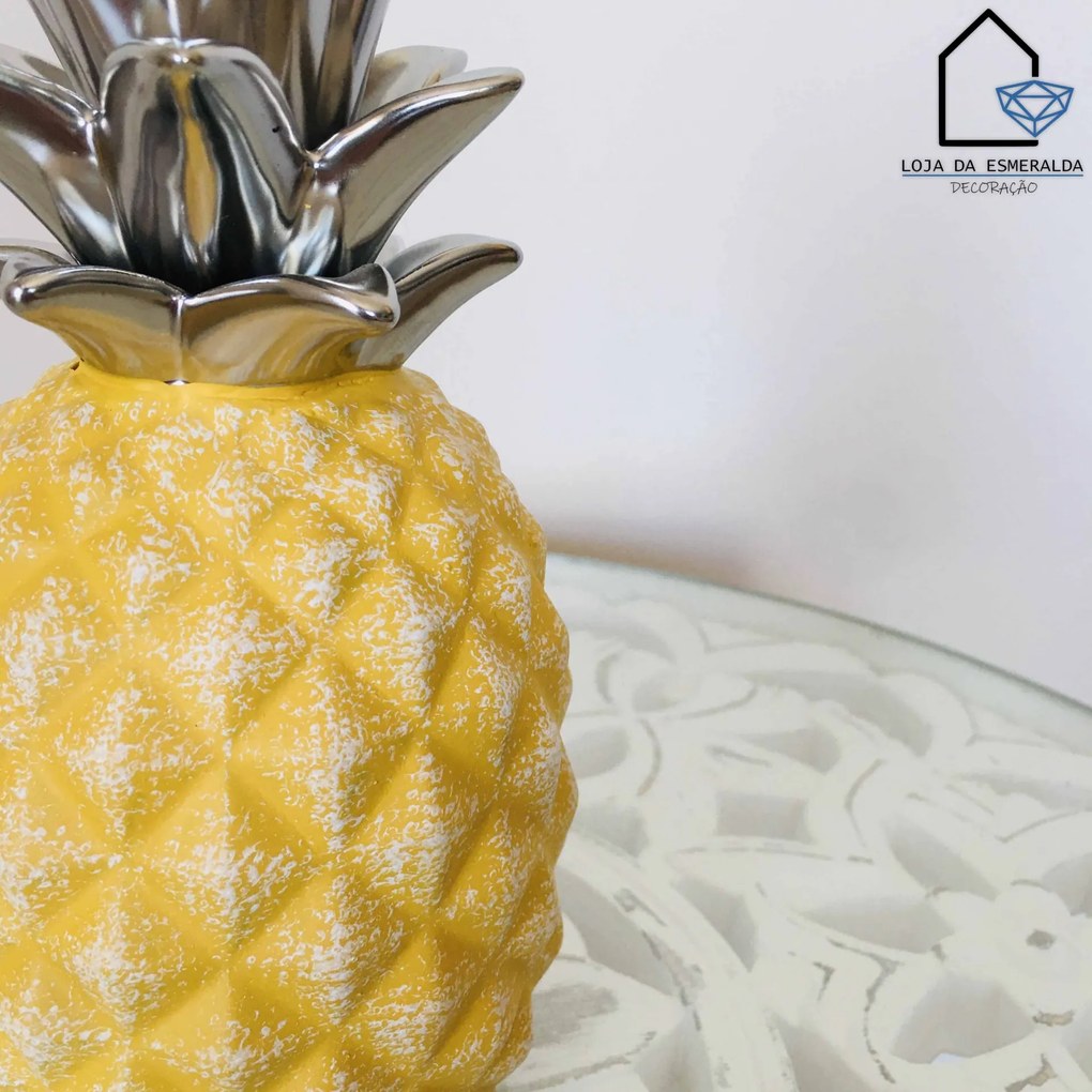 Ananas Amarelo&amp;Prata | Cerâmica | 7.5x7.5x18.5CM