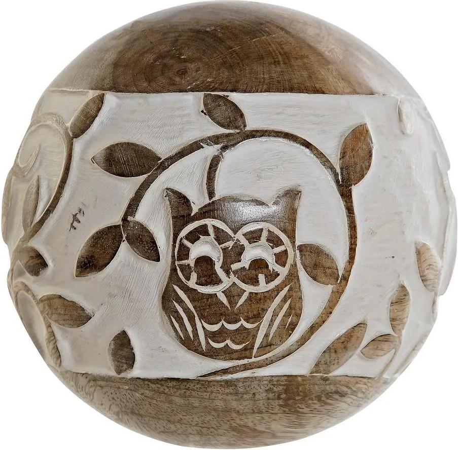 Figura Decorativa DKD Home Decor Esfera Coruja Madeira de mangueira (13 x 13 x 13 cm)