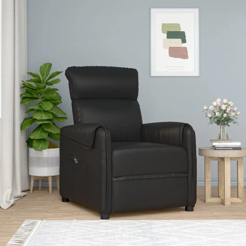 vidaXL Poltrona reclinável elétrica couro artificial preto