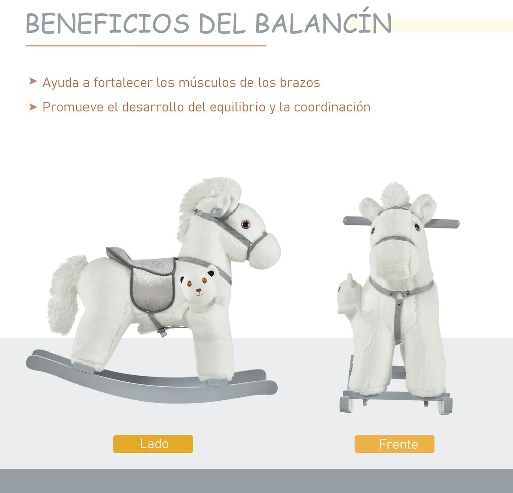 HOMCOM Cavalo Baloiço para Crianças de 18-36 Meses Cavalo de Balançar