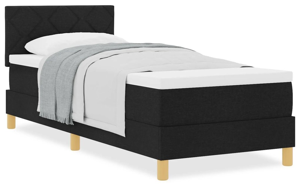 Cama Box Spring com Colchão Preto 80x200 cm Tecido