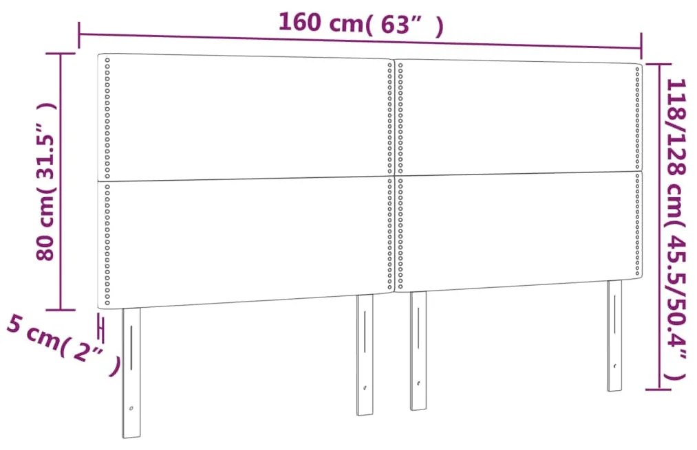 Cabeceira de cama 4 pcs tecido 80x5x78/88 cm castanho-escuro