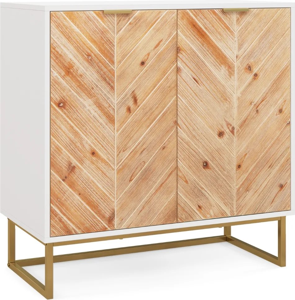 Armario de arrumação com portas e pernas de metal para sala de estar Sala de jantar 80 x 40 x 80 cm Branco