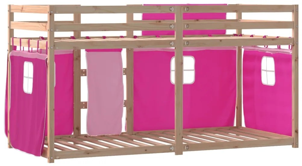 Beliche com cortinas 80x200 cm madeira de pinho maciça rosa