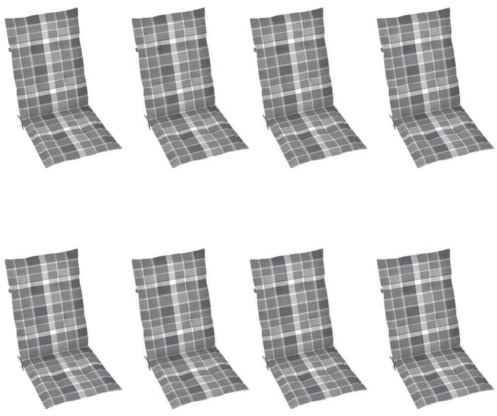 Cadeiras de jardim reclináveis c/ almofadões 8 pcs teca maciça
