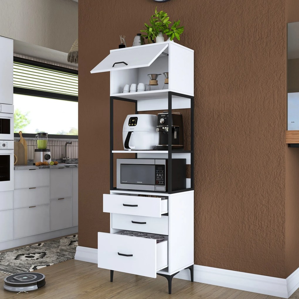 Armário Multiusos JE135 – Branco – 60 cm x 198,6 cm x 40 cm