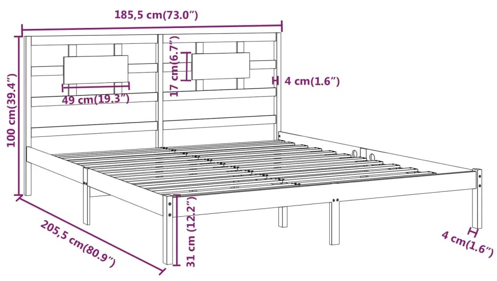 Estrutura de cama super king 180x200 cm madeira maciça branco