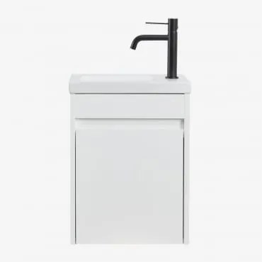 Conjunto De Móvel De Casa De Banho Madeira Com Lavatório Integrado Narek Branco & Sem Espelho & Preto ↑20 Cm Com - Sklum