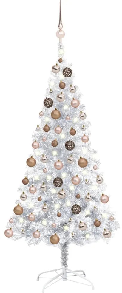 vidaXL Árvore Natal artificial pré-iluminada c/bola 150cm PET prateado