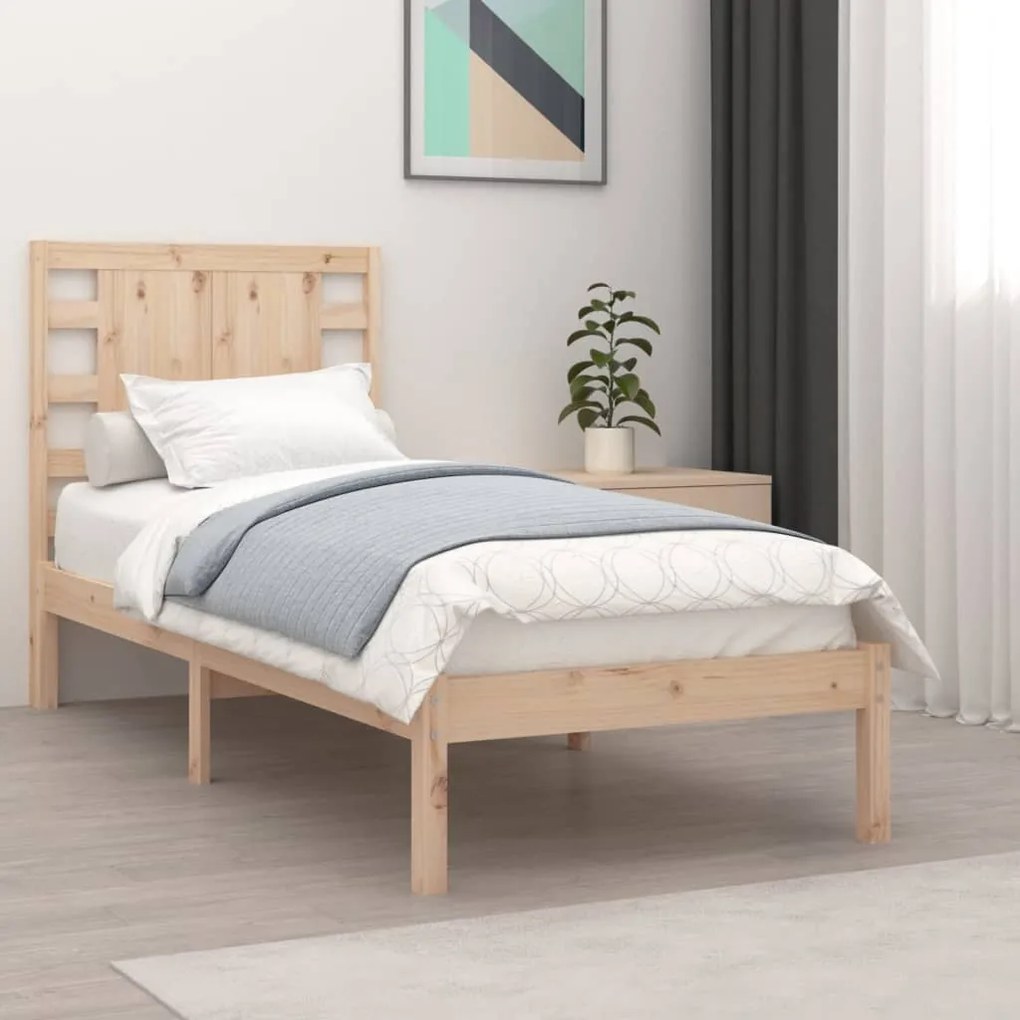 vidaXL Estrutura de cama solteiro 90x190 cm madeira maciça
