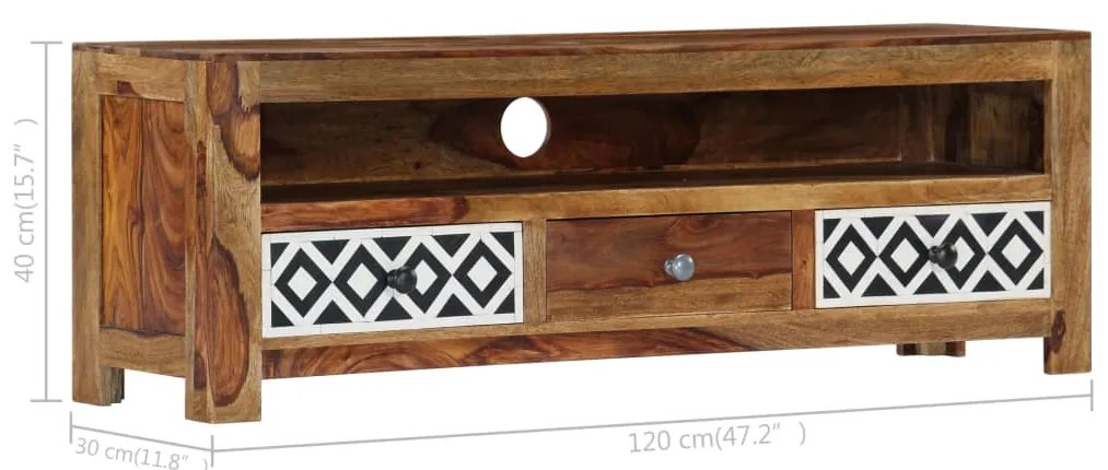 Móvel de TV 120x30x40 cm madeira de acácia maciça