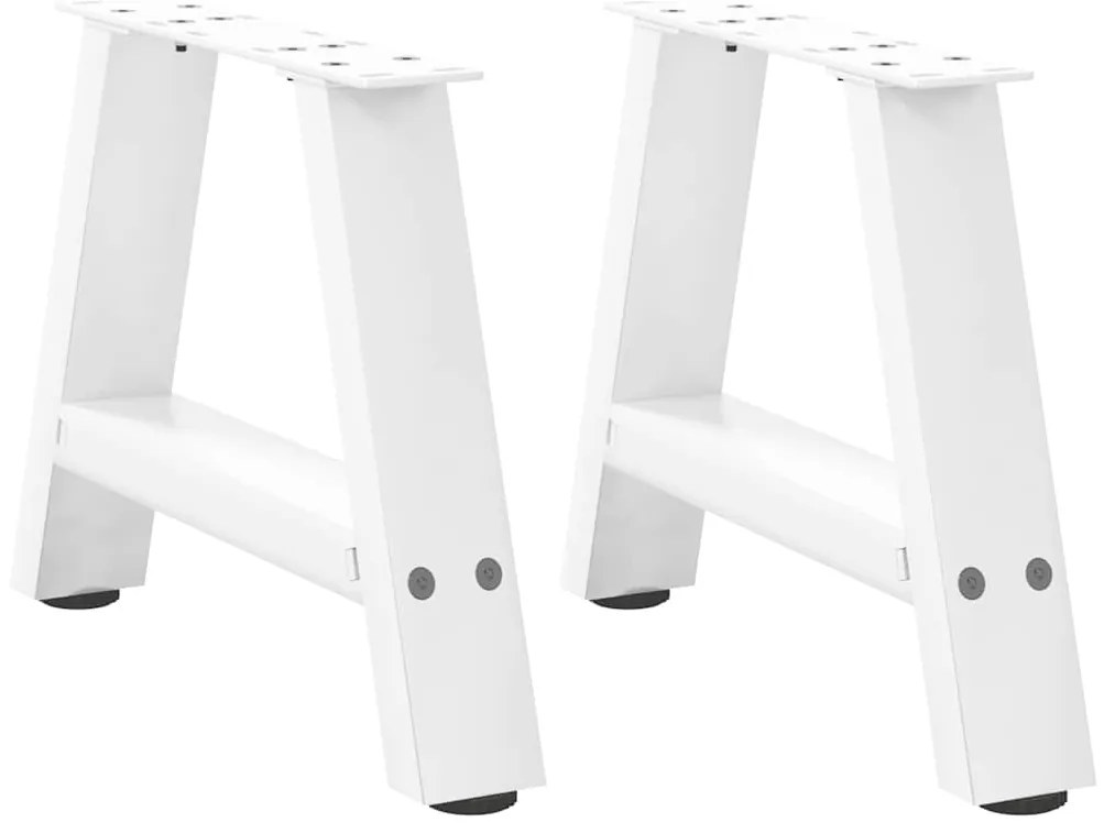 vidaXL Pés para mesa de centro em formato A, 2 peças, branco, 40x(30-31) cm, aço
